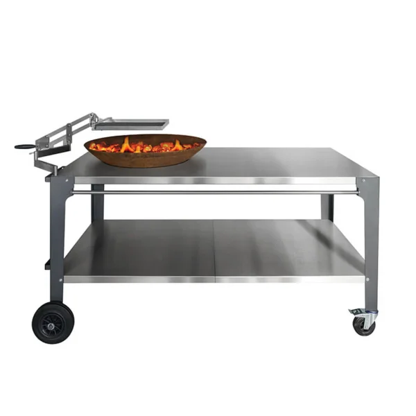 Brasero FeuerCampus365 Pio 80 avec table en acier inoxydable